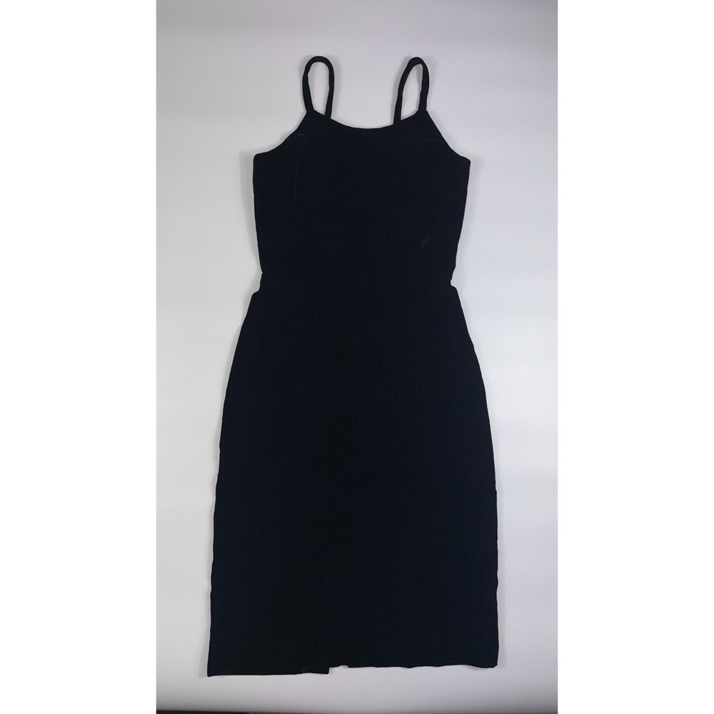 Samantha Black Sheath Dress Women's‎ 8 Black Velvet Spaghetti Strap Back Zip